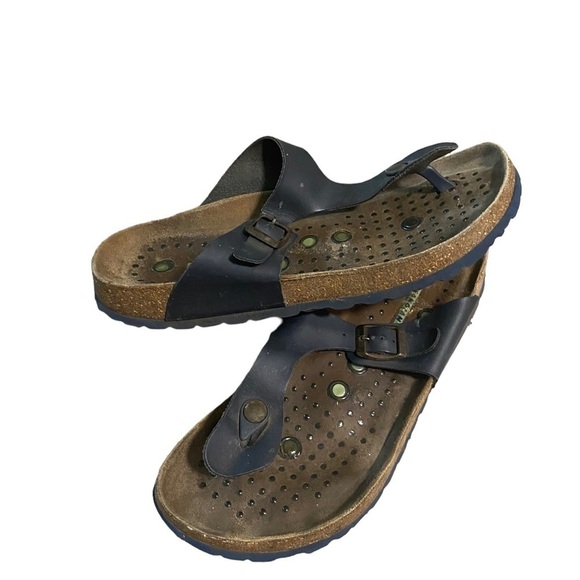 Sanosan Geneve Nappa Women's Sandals Blue Leather 10 41 Reflexology Sietelunas - Picture 7 of 13